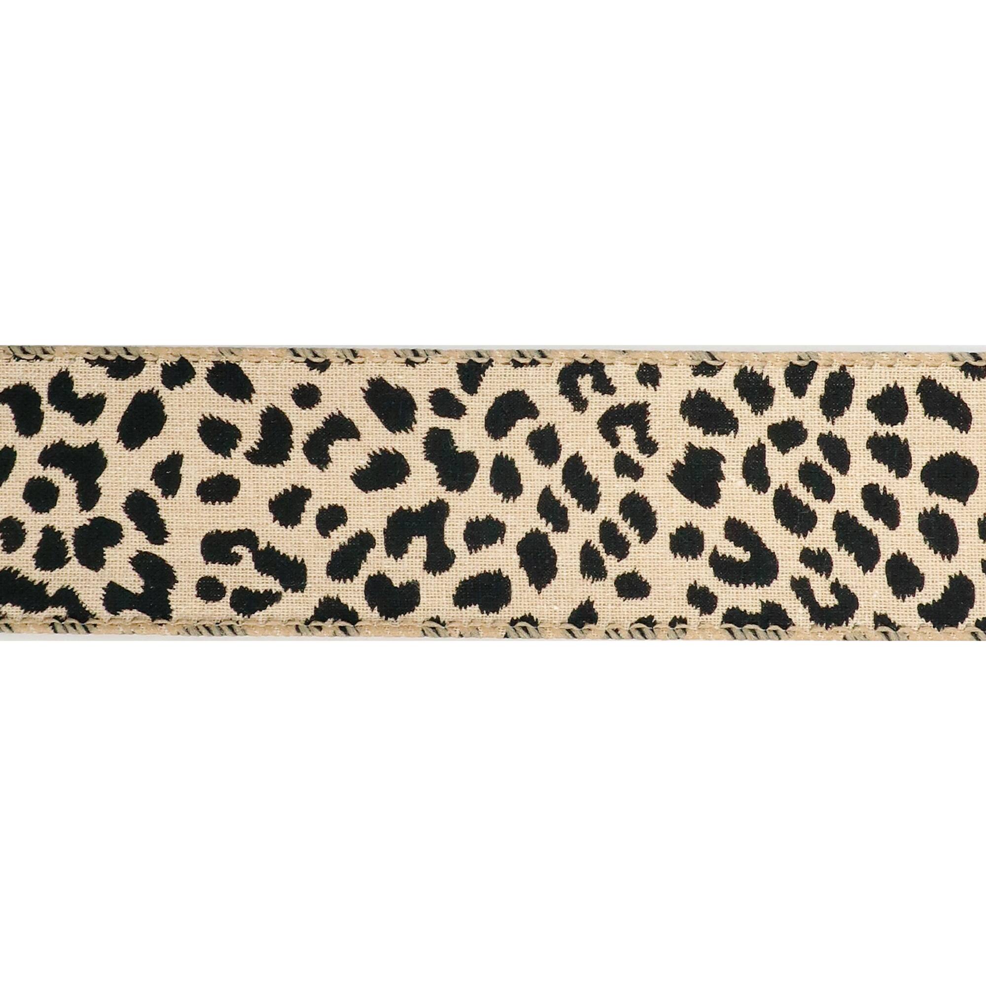 1.5" x 30ft. Cheetah Wired Faux Linen Ribbon by Celebrate It™